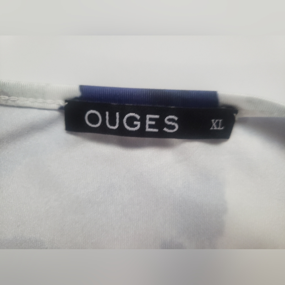 Ouges Short Sleeves V-Neck Blue/White Floral Maxi… - image 5